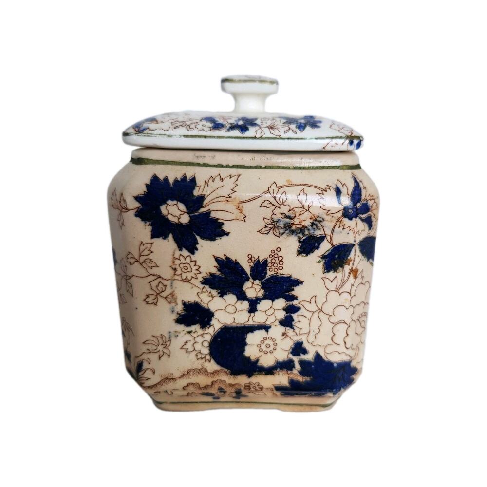 Ca. 1910 Antique Hand Painted Japanese Royal Crown Tea Caddy